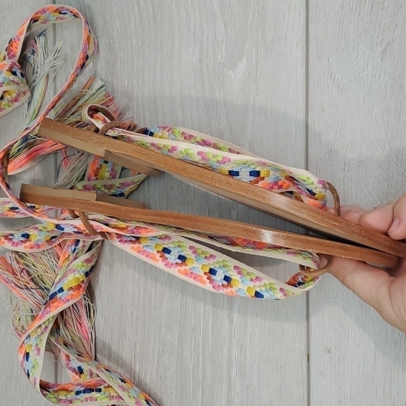 Nupie Womens Lace Up Gladiator Boho Flats Sandals shoes sz 37 US 6.5 - Picture 5 of 7